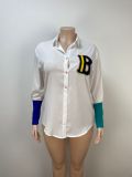 Plus Size Fashion Contrast Color Shirt GAWE-6265