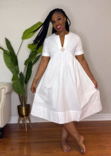 V-neck Loose Short Sleeve Casual Dress NY-10856