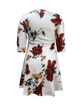 Plus Size 3/4 Sleeve Print Midi Dress GAWE-6308