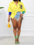 Plus Size Fashion Contrast Color Shirt GAWE-6265