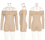  Sexy One Neck Ruched Strapless Long Sleeve Jumpsuit ASL-6738