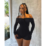 Sexy One Neck Ruched Strapless Long Sleeve Jumpsuit ASL-6738