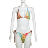 Tie Up Printed Bikini Two Piece Swimsuit XEF-48838