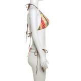 Tie Up Printed Bikini Two Piece Swimsuit XEF-48838