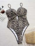 Leopard Print Hollow Out One Piece Swimsuit CSYZ-E36R