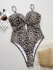 Leopard Print Hollow Out One Piece Swimsuit CSYZ-E36R