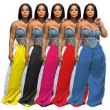 Contrast Color Patchwork Loose Casual Pant IV-8510