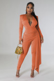 Solid Deep V Neck Tight Jumpsuit SFY-2782