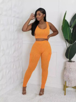 Solid Color Sport Vest And Pants 2 Piece Set GYZY-8919