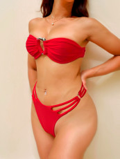Solid Color Bikinis 2pcs Swimsuit CASF-6725