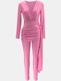 Solid Deep V Neck Tight Jumpsuit SFY-2782