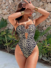 Leopard Print Hollow Out One Piece Swimsuit CSYZ-E36R