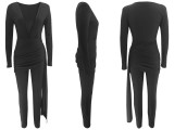 Solid Deep V Neck Tight Jumpsuit SFY-2782