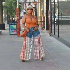 Casual Wide Leg Pants Spliced Jeans QYXZ-9179