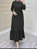 Plus Size Solid Color Long Sleeve Maxi Dress GAWE-6320