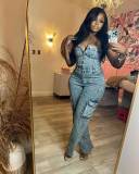 Wrap Chest Embroidered  Denim Jumpsuit MEM-88590
