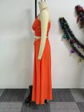 Slash Shoulder Split Sleeveless Two Piece Skirts Set NY-10865
