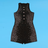 Hollow Out Hot Drill Sleeveless Mini Dress NY-3239