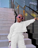 Kids Girl Solid Long Sleeve Straight Pants Two Piece Set GYAY-8106