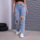 Fashion Washed Holes Straight Jeans GKNF-TSKM-009