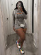 Long Sleeve Hooded Crop Top And Romper 2 Piece Set MIL-021