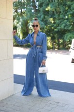 Casual Wide Leg Pants Denim Two Piece Set TR-1314