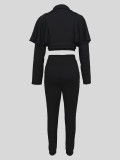 Lapel Button Ruffles Long Sleeve Shirt MIL-T047