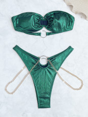 Solid Color Sexy Backless Two Piece Swimsuit CASF-6729