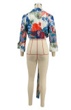 Long Sleeve Print Tie Up Shirt XHXF-8699