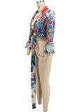 Long Sleeve Print Tie Up Shirt XHXF-8699