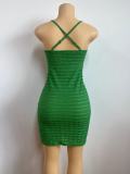 Solid Color U Neck Sling Mini Dress GADE-5457