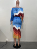 Drawstring One-Shoulder Top Split Skirt Two-Piece Set OLYF-6154