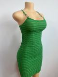 Solid Color U Neck Sling Mini Dress GADE-5457