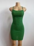 Solid Color U Neck Sling Mini Dress GADE-5457