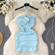 Sexy Hang Neck Pleated Backless Mini Dress GADE-8210