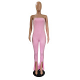 Solid Color Wrap Chest Pleated Jumpsuit GCNF-CN0137