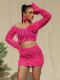 Patchwork Wave Print Long Sleeve Mini Skirt Set GADE-5857