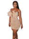 Feather V Neck Hot Drill Mini Dress GADE-5662