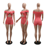 Sexy Hollow Out One Shoulder Solid Color Romper CYA-901394