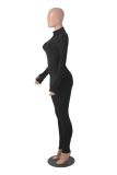 Long Sleeve Solid Zipper Sport Jumpsuit GXYF-H0419