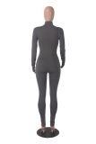 Long Sleeve Solid Zipper Sport Jumpsuit GXYF-H0419