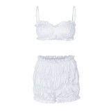 Pre Order: About 7 work days shipping Solid Color Sexy Sling Vest Two Piece Shorts Set YUEM-Y11040