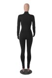 Long Sleeve Solid Zipper Sport Jumpsuit GXYF-H0419