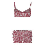Pre Order: About 7 work days shipping Plaid Print Vest Pleated Shorts Set YUEM-Y11056