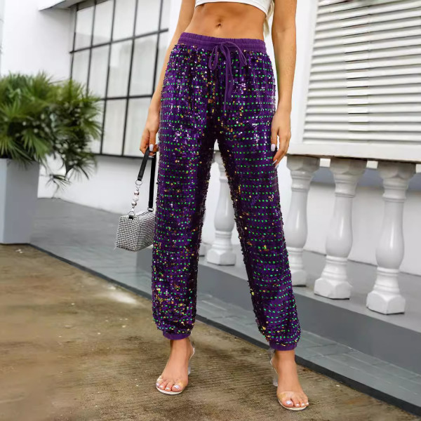 Fashion Sequin Loose Tie Pants GYLY-10511