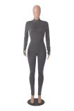 Long Sleeve Solid Zipper Sport Jumpsuit GXYF-H0419