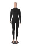 Long Sleeve Solid Zipper Sport Jumpsuit GXYF-H0419
