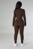 Long Sleeve Solid Zipper Sport Jumpsuit GXYF-H0419