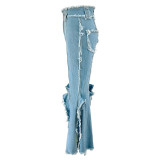 Tassel Split Micro Flare Jean GDAM-MY710