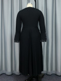 Plus Size V-Neck Flared Sleeve Studded Party Dress GKEN-AM040608